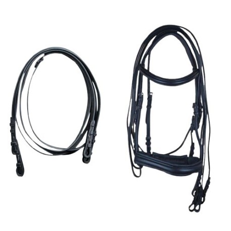 CABEZADA INGLESA DOMA DOBLE RIENDA S-112 NEGRA