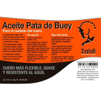 ACEITE PATA DE BUEY ZALDI  500ML.