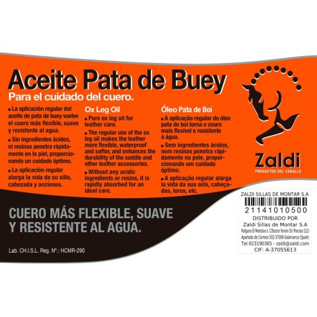 ACEITE PATA DE BUEY ZALDI 1000ML.