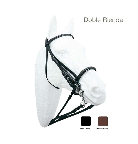 CABEZADA INGLESA DOBLE RIENDA 0029 -NEGRA