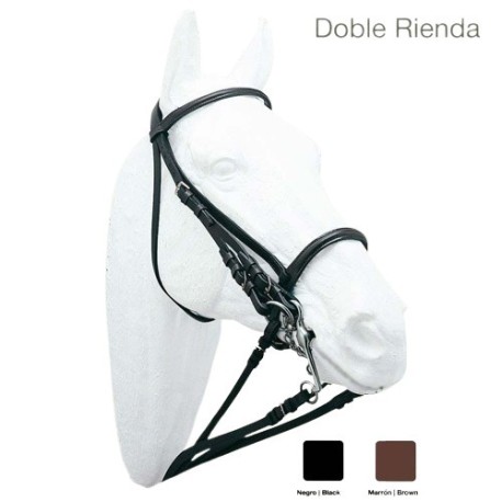 CABEZADA INGLESA DOBLE RIENDA 0029 -MARRON