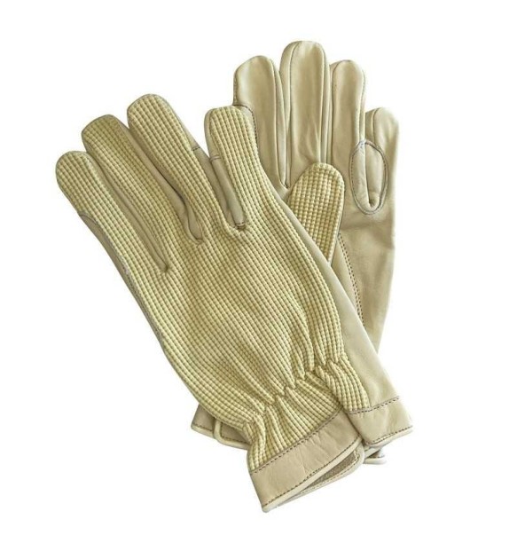 GUANTES ALGODON/PIEL MARJ - BEIG-