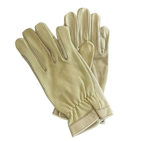 GUANTES ALGODON/PIEL MARJ - BEIG-