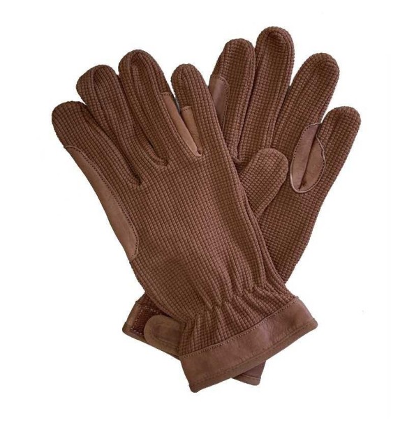 GUANTES ALGODON/PIEL MARJ - MARRON -