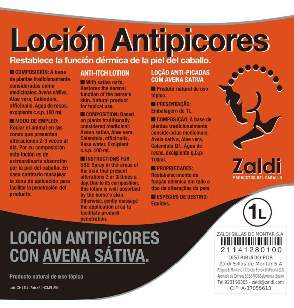 LOCION ANTIPICORES ZALDI AVENA SATIVA 1L.