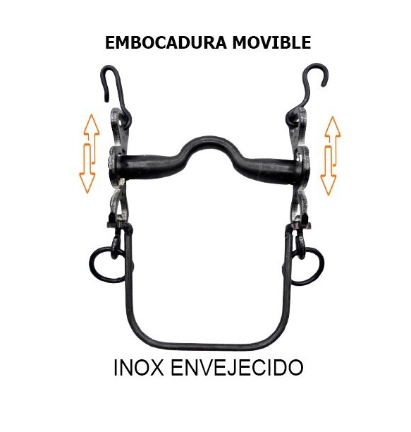 BOCADO LOPEZ VAQUERO INOX ENVEJECIDO / ASA CALDERA NORMAL / MOVIBLE