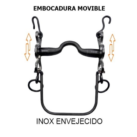 BOCADO LOPEZ VAQUERO INOX ENVEJECIDO / ASA CALDERA NORMAL / MOVIBLE