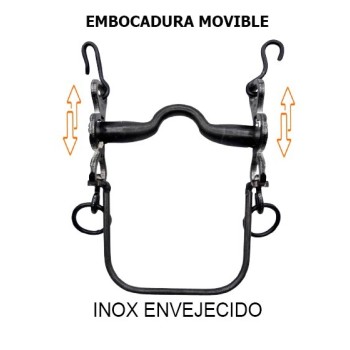 BOCADO LOPEZ VAQUERO INOX ENVEJECIDO / ASA CALDERA NORMAL / MOVIBLE